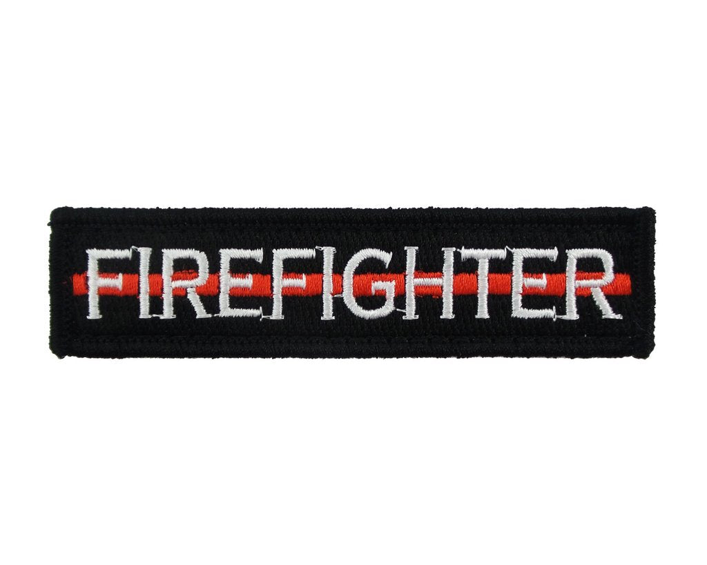 Firefighter Thin Red Line - Velcro Backed Fully Embroidered Patch 1 x 4