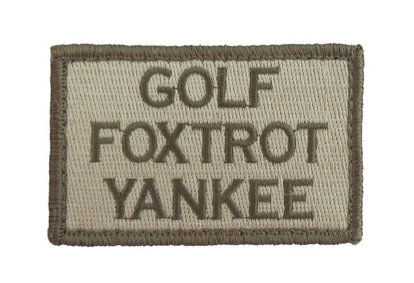 Golf Foxtrot Yankee - Velcro Backed Fully Embroidered Patch