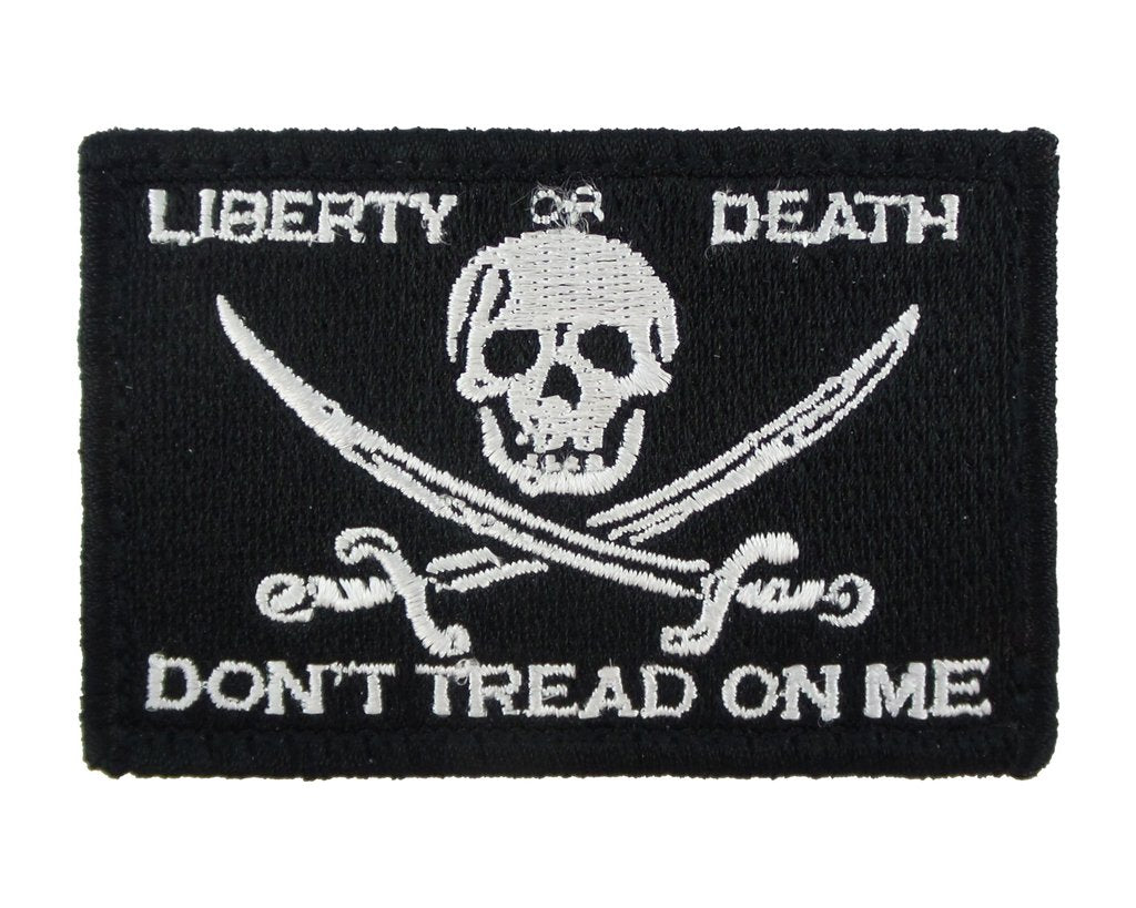 Jolly Roger Liberty or Death - Velcro Backed Fully Embroidered Patch