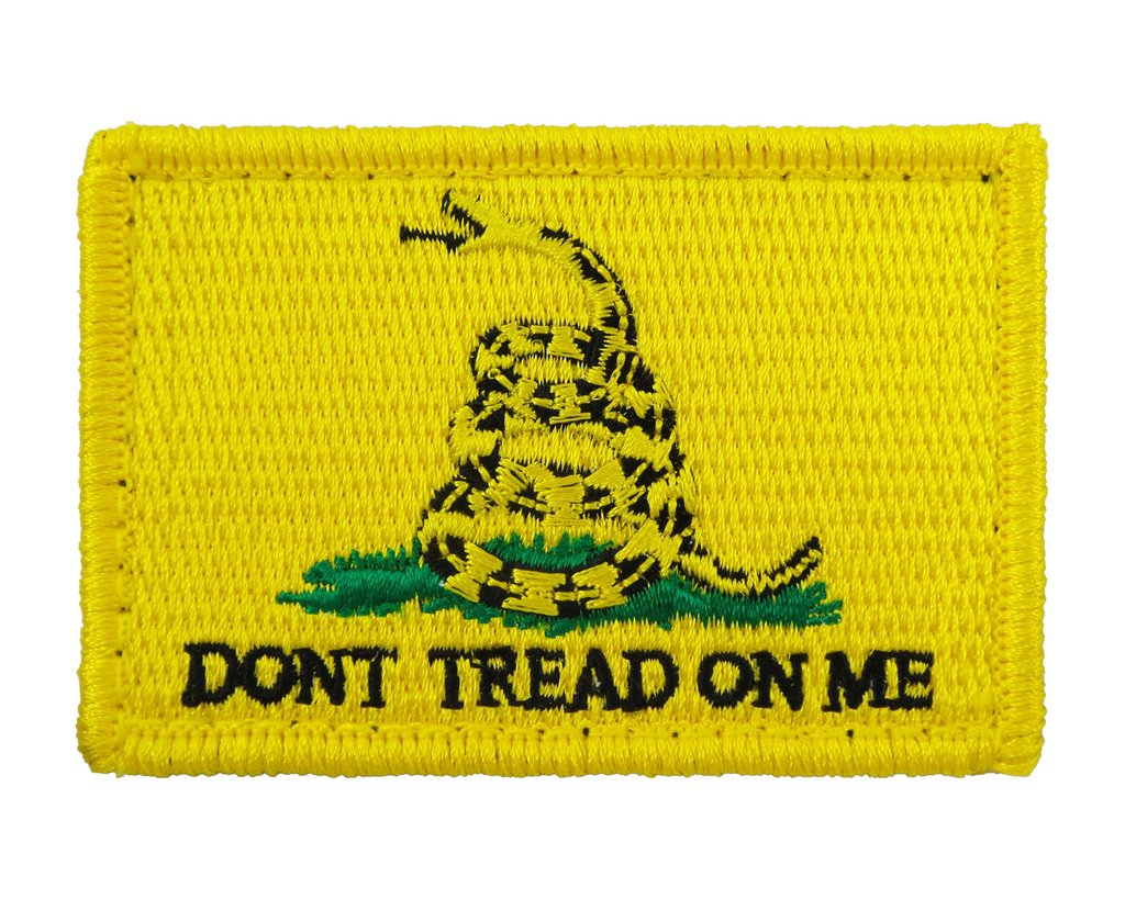 Gadsden Flag Yellow Dont Tread on Me - Velcro Backed Fully Embroidered Patch