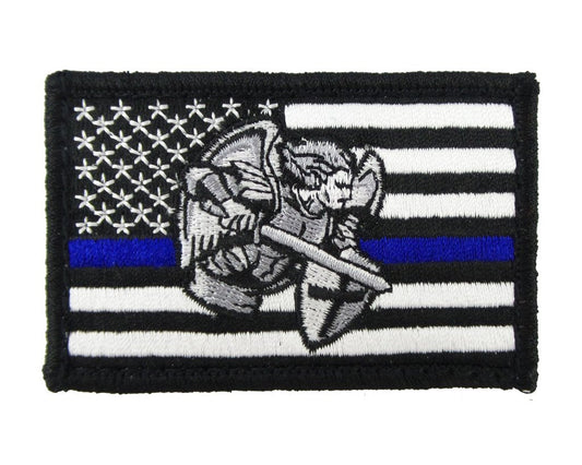 USA American Thin Blue Line Saint Michael Police Flag - Velcro Backed Fully Embroidered Patch