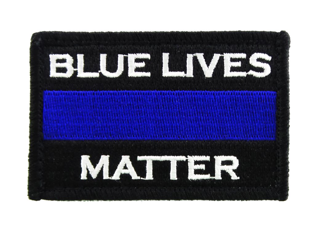 Police Blue Lives Matter Thin Blue Line - Velcro Backed Fully Embroidered Patch