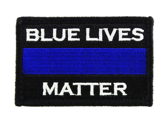 Police Blue Lives Matter Thin Blue Line - Velcro Backed Fully Embroidered Patch