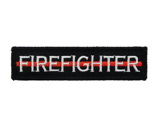 Firefighter Thin Red Line - Velcro Backed Fully Embroidered Patch 1 x 4