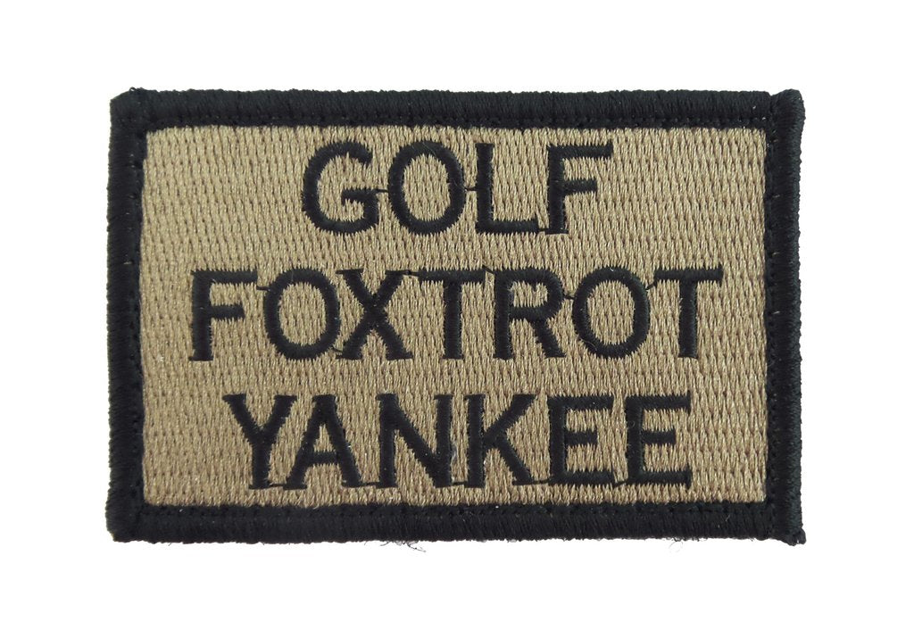 Golf Foxtrot Yankee  - Velcro Backed Fully Embroidered Patch