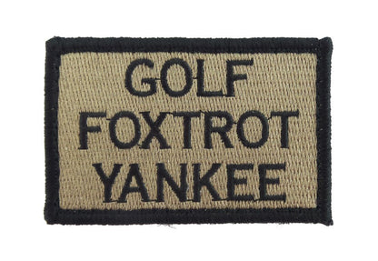 Golf Foxtrot Yankee  - Velcro Backed Fully Embroidered Patch