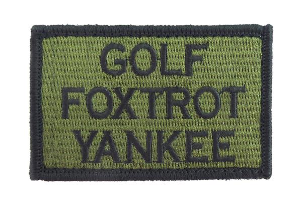 Golf Foxtrot Yankee  - Velcro Backed Fully Embroidered Patch
