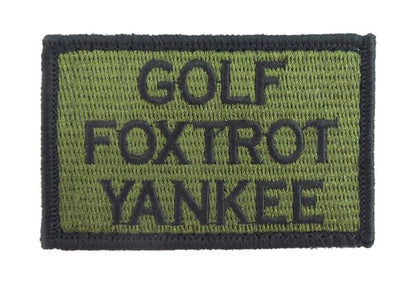 Golf Foxtrot Yankee  - Velcro Backed Fully Embroidered Patch
