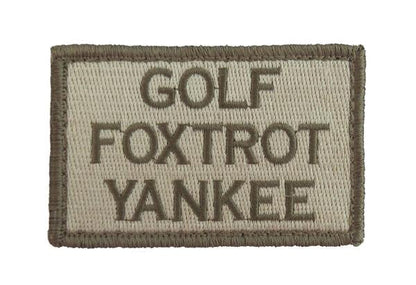 Golf Foxtrot Yankee  - Velcro Backed Fully Embroidered Patch