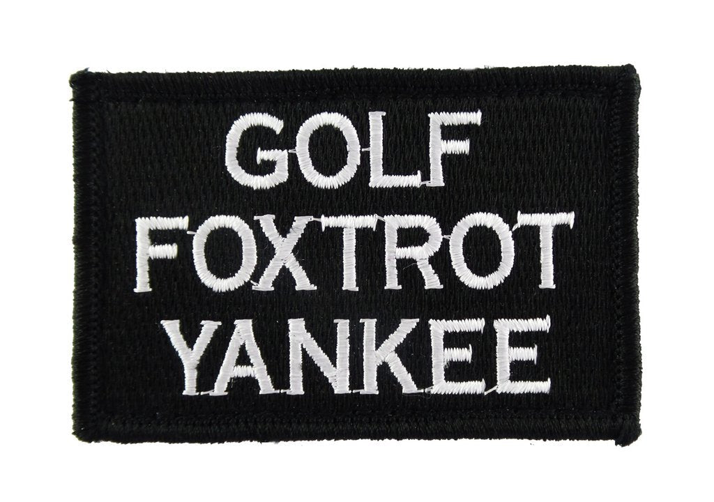Golf Foxtrot Yankee  - Velcro Backed Fully Embroidered Patch