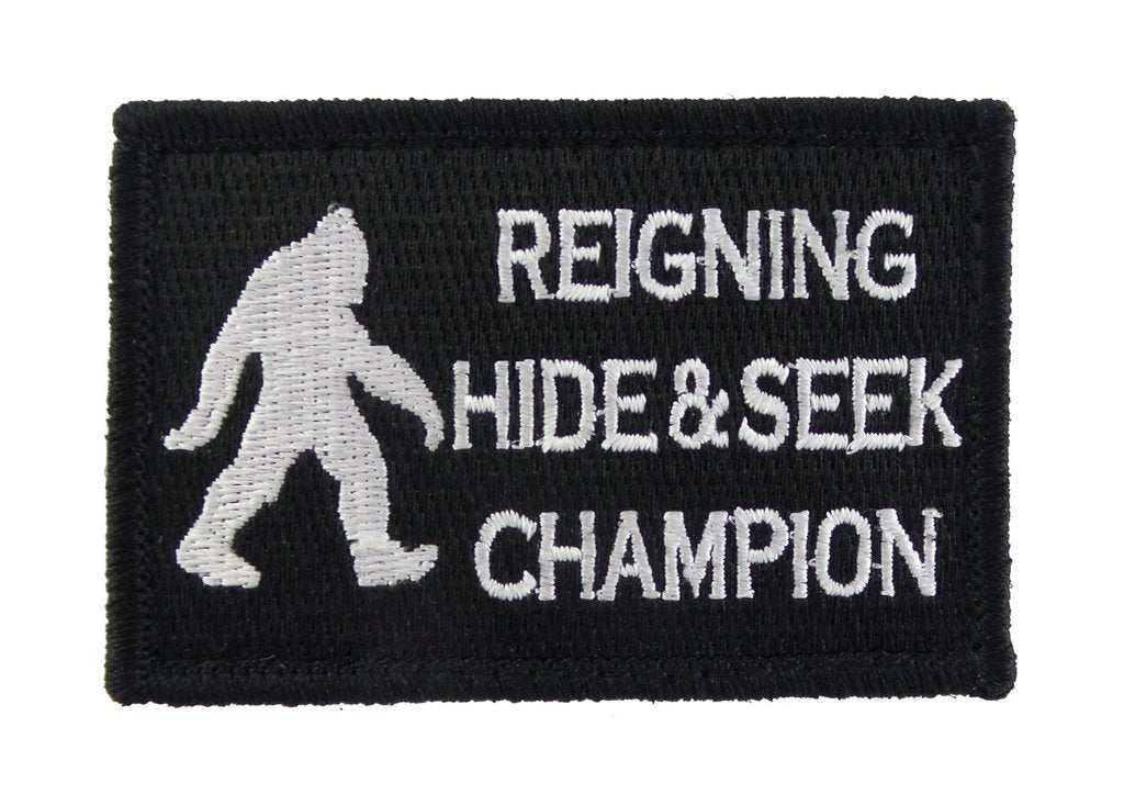 Bigfoot Reigning Hide and Seek Champion - Velcro Backed Fully Embroidered Patch