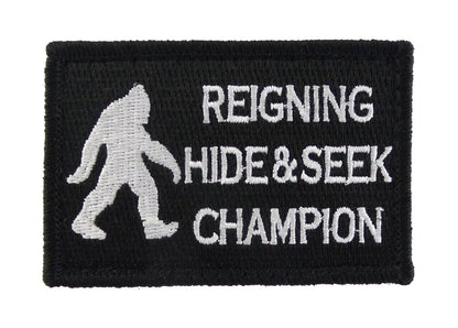 Bigfoot Reigning Hide and Seek Champion - Velcro Backed Fully Embroidered Patch