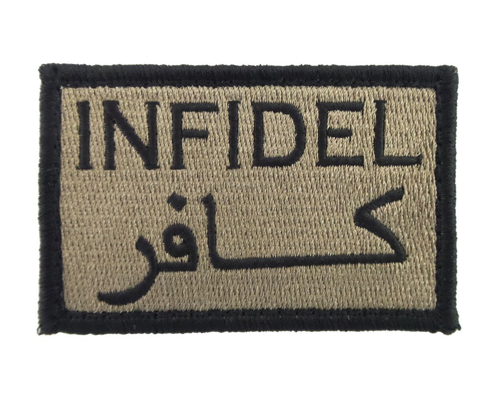 Infidel Arabic English - Velcro Backed Fully Embroidered Patch