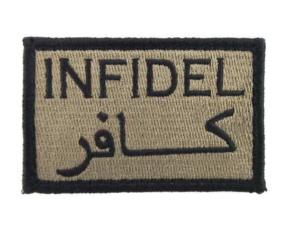 Infidel Arabic English - Velcro Backed Fully Embroidered Patch
