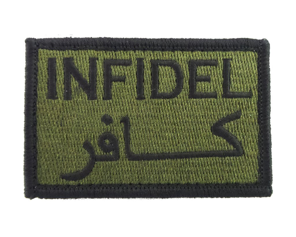 Infidel Arabic English - Velcro Backed Fully Embroidered Patch