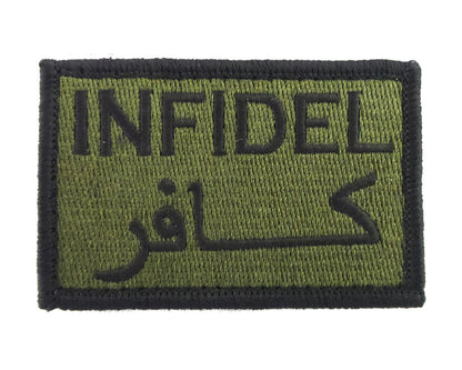 Infidel Arabic English - Velcro Backed Fully Embroidered Patch
