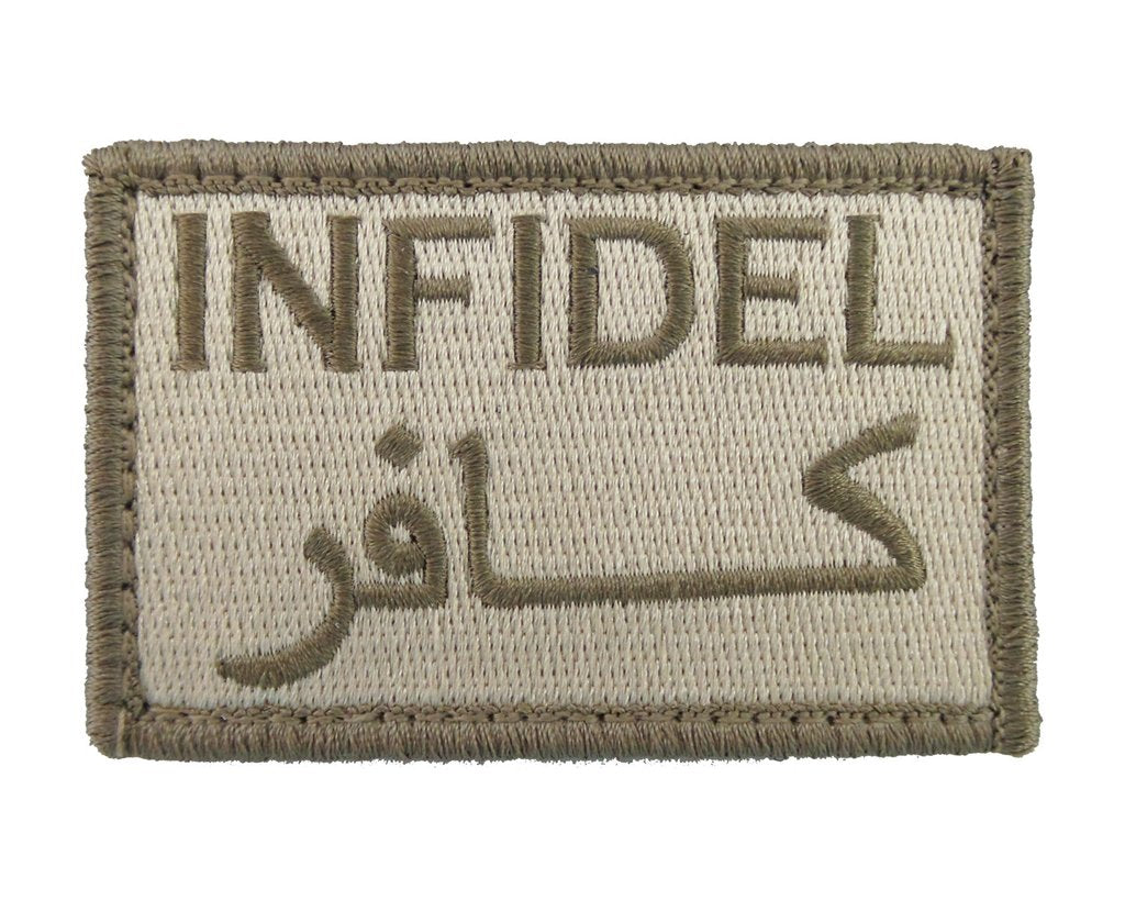 Infidel Arabic English - Velcro Backed Fully Embroidered Patch