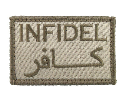 Infidel Arabic English - Velcro Backed Fully Embroidered Patch
