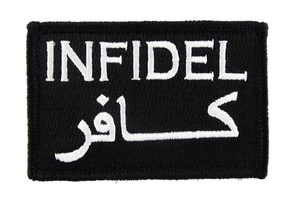 Infidel Arabic English - Velcro Backed Fully Embroidered Patch