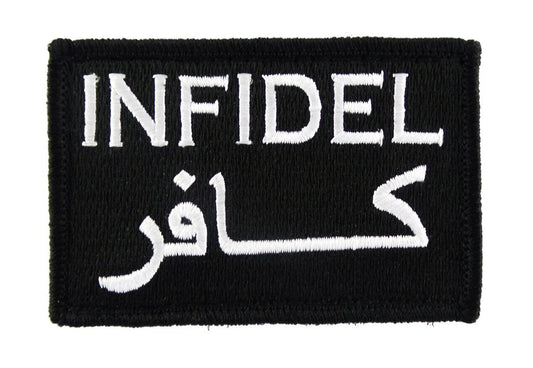 Infidel Arabic English - Velcro Backed Fully Embroidered Patch