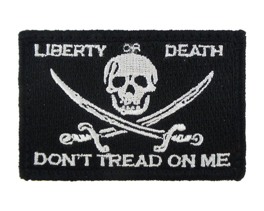 Jolly Roger Liberty or Death - Velcro Backed Fully Embroidered Patch
