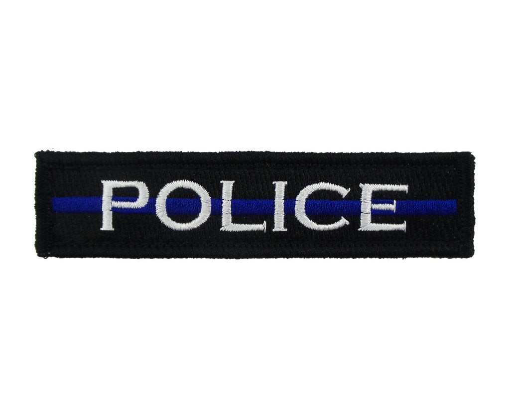Police Thin Blue Line - Velcro Backed Fully Embroidered Patch 1 x 4