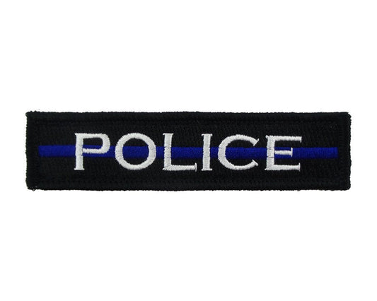 Police Thin Blue Line - Velcro Backed Fully Embroidered Patch 1 x 4