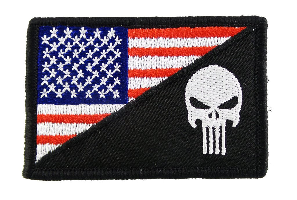 Punisher United States Flag Split - Velcro Backed Fully Embroidered Patch