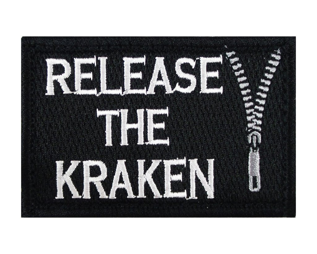 RELEASE THE KRAKEN Velcro 2" x 3" Fully Embroidered Patch