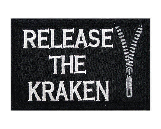 RELEASE THE KRAKEN Velcro 2" x 3" Fully Embroidered Patch