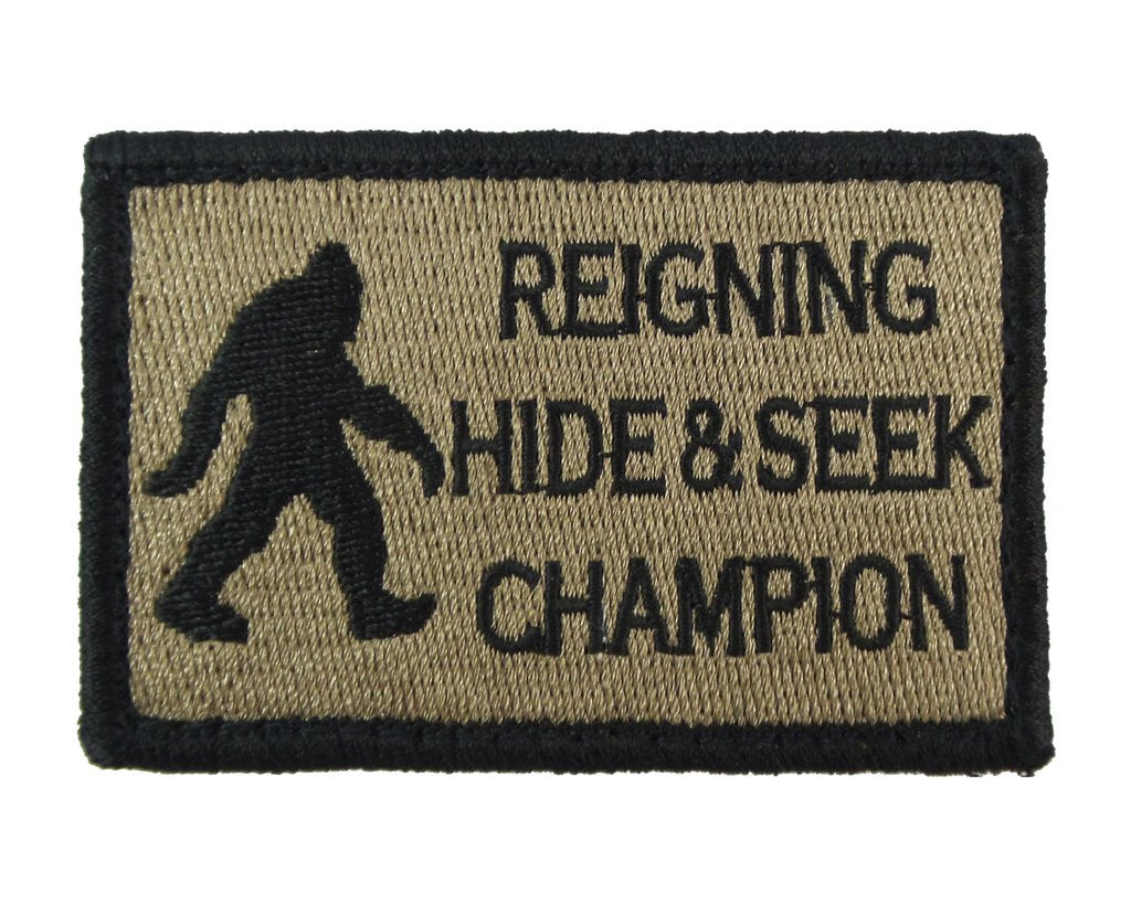 Bigfoot Reigning Hide and Seek Champion - Velcro Backed Fully Embroidered Patch