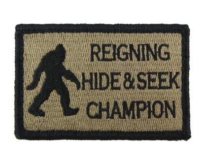 Bigfoot Reigning Hide and Seek Champion - Velcro Backed Fully Embroidered Patch