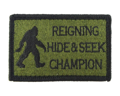 Bigfoot Reigning Hide and Seek Champion - Velcro Backed Fully Embroidered Patch