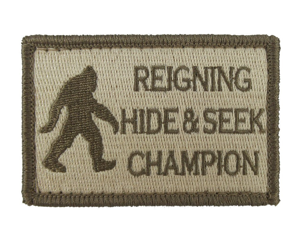 Bigfoot Reigning Hide and Seek Champion - Velcro Backed Fully Embroidered Patch