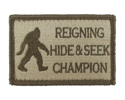 Bigfoot Reigning Hide and Seek Champion - Velcro Backed Fully Embroidered Patch