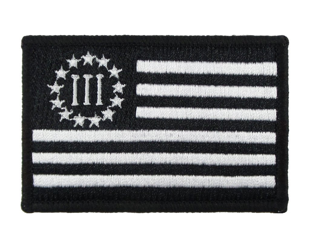 Three Percenter American Flag Threeper III% - Velcro Backed Fully Embroidered Patch