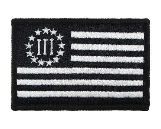 Three Percenter American Flag Threeper III% - Velcro Backed Fully Embroidered Patch