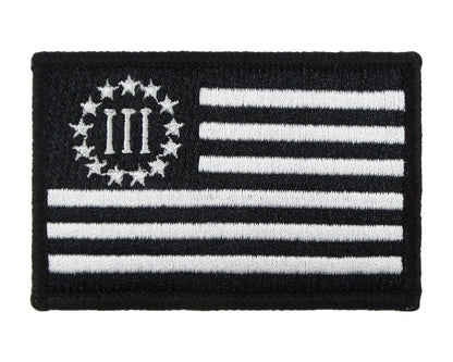 Three Percent United States Flag - Velcro Backed Fully Embroidered Patch
