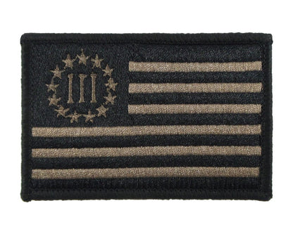 Three Percent United States Flag - Velcro Backed Fully Embroidered Patch