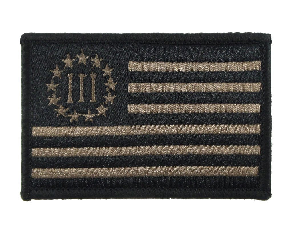 Three Percenter American Flag Threeper III% - Velcro Backed Fully Embroidered Patch
