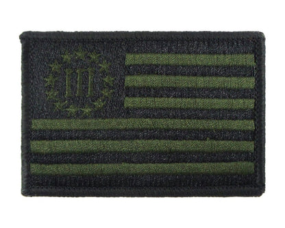 Three Percenter American Flag Threeper III% - Velcro Backed Fully Embroidered Patch