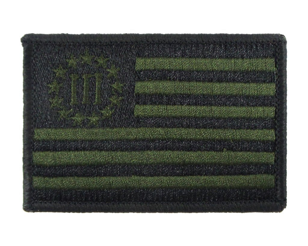 Three Percent United States Flag - Velcro Backed Fully Embroidered Patch