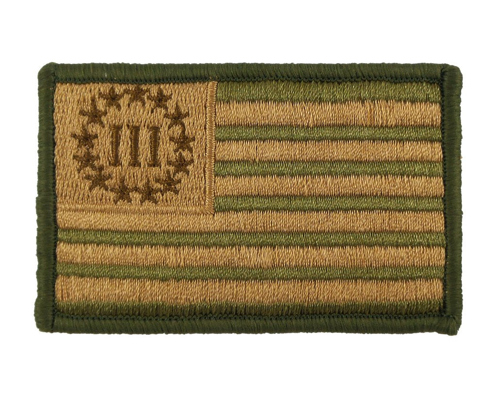 Three Percenter American Flag Threeper III% - Velcro Backed Fully Embroidered Patch
