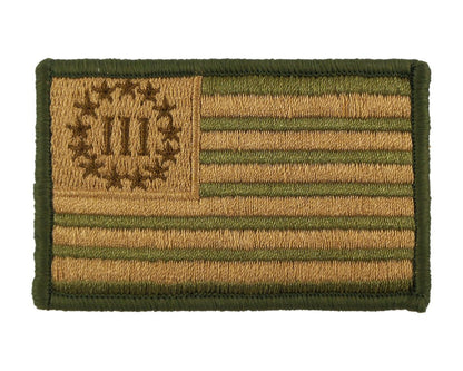 Three Percenter American Flag Threeper III% - Velcro Backed Fully Embroidered Patch