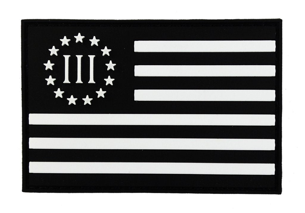 Three Percent USA American Flag - Velcro Backed 3D PVC Patch