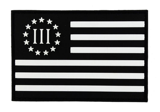 Three Percent USA American Flag - Velcro Backed 3D PVC Patch